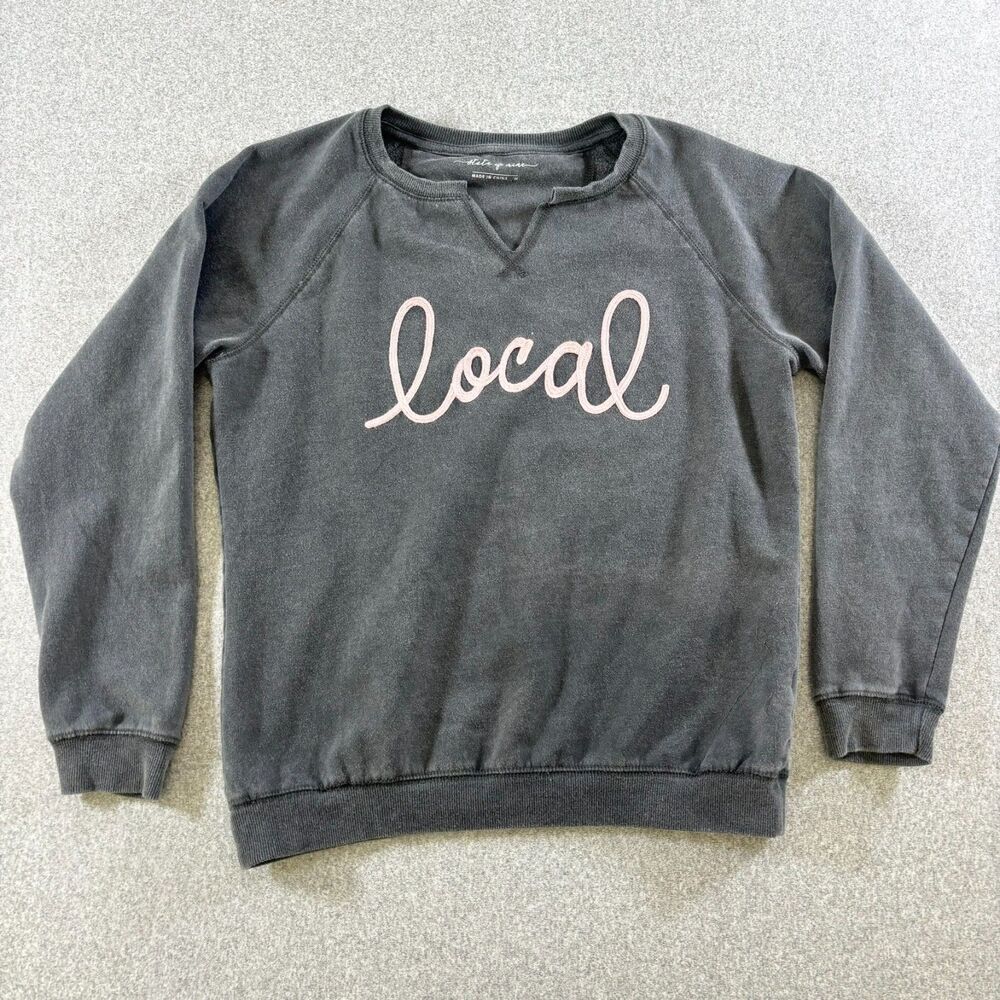 State of Mine Local Sweatshirt Women’s Medium Gray Pink Embroidered Pullover